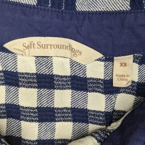 Soft Surroundings Blue Plaid Textured Huntleigh Lagenlook Buttons Tunic Top XS - Picture 7 of 9